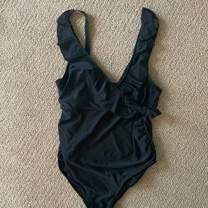 Kindred Bravely Ruffled Black swimsuit.